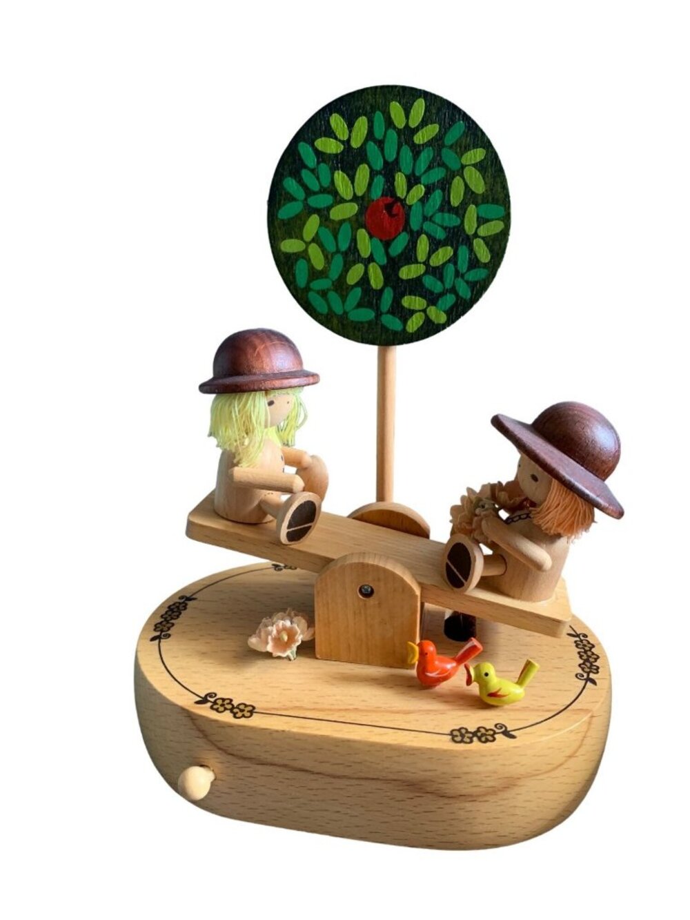 Schmid Wood Music Box See-Saw Kids & Tree Works Vintage